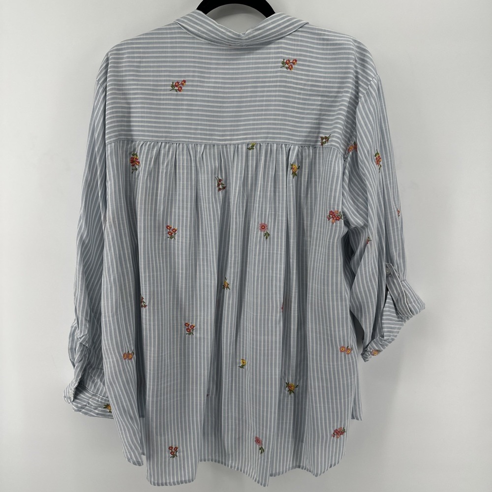 Jane & Delancey Floral Embroidered Blouse Long Sleeve Plus Size 2X Blue NEW - Picture 6 of 7